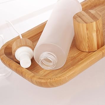 COSIDEA Pack of 4 Empty 150 ml Bamboo Lid Frosted Glass Spray Bottle with Fine Spray Head for Liquid Perfume Toiletries Container Toner Bottles - Image 5