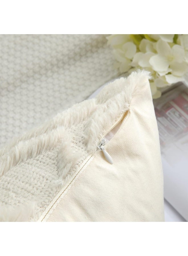 VIUAUAX أغطية وسائد ديكور 45 × 45 سم، أغطية وسائد زينة من الصوف الصناعي الناعم، أغطية وسائد زنبركية من الصوف الصناعي للمنزل، طقم من 2، بيج - Image 3