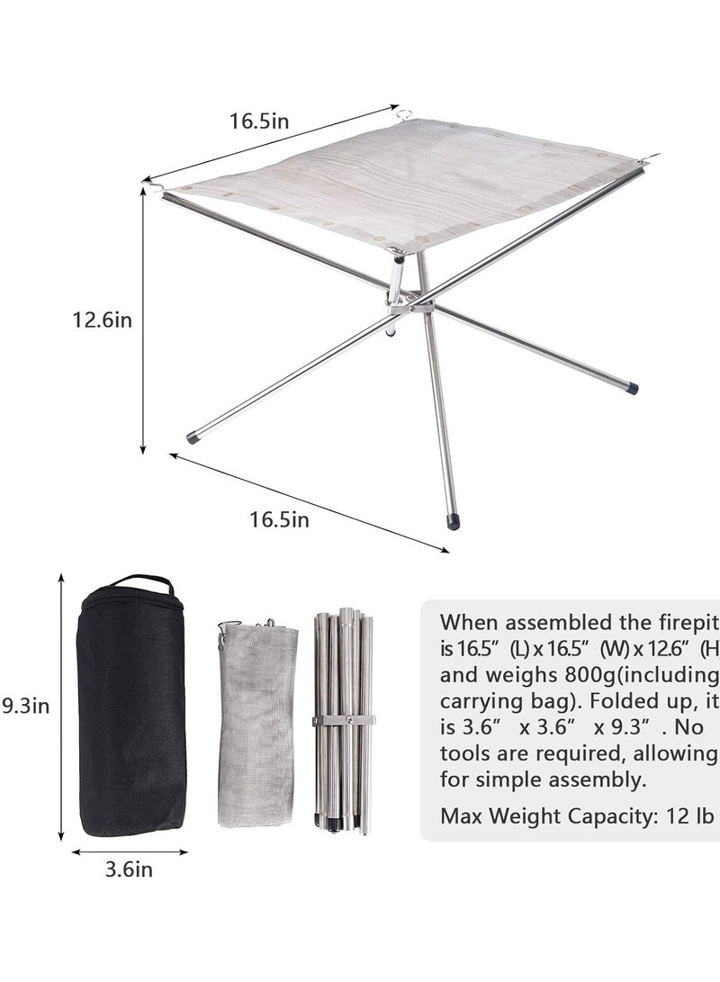 موقد نار خارجي محمول مقاس 16.5 بوصة - موقد نار تخييم جديد ومُحسّن قابل للطي وشبكة قابلة للطي للتخييم ونار المخيم والفناء والحديقة الخلفية - حقيبة حمل متضمنة - Image 2