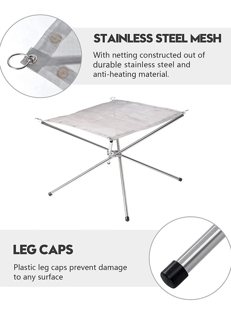 موقد نار خارجي محمول مقاس 16.5 بوصة - موقد نار تخييم جديد ومُحسّن قابل للطي وشبكة قابلة للطي للتخييم ونار المخيم والفناء والحديقة الخلفية - حقيبة حمل متضمنة - Image 4