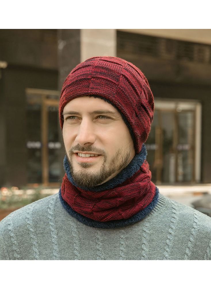 Loquat Winter Padded Set Cap Knitted Hat Scarf 2-Piece Set