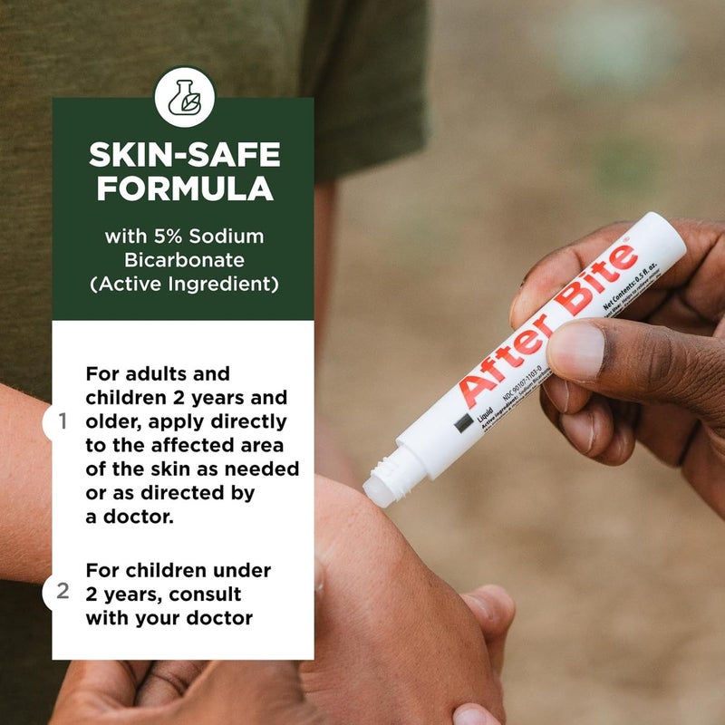 AfterBite صيغة متقدمة - تخفيف الحكة مع بيكربونات الصوديوم - مثالي لعضات البعوض والنمل الناري، النحل والمزيد - قلم تطبيق محمول - 0.5 أونصة (4 عبوات) - Image 3
