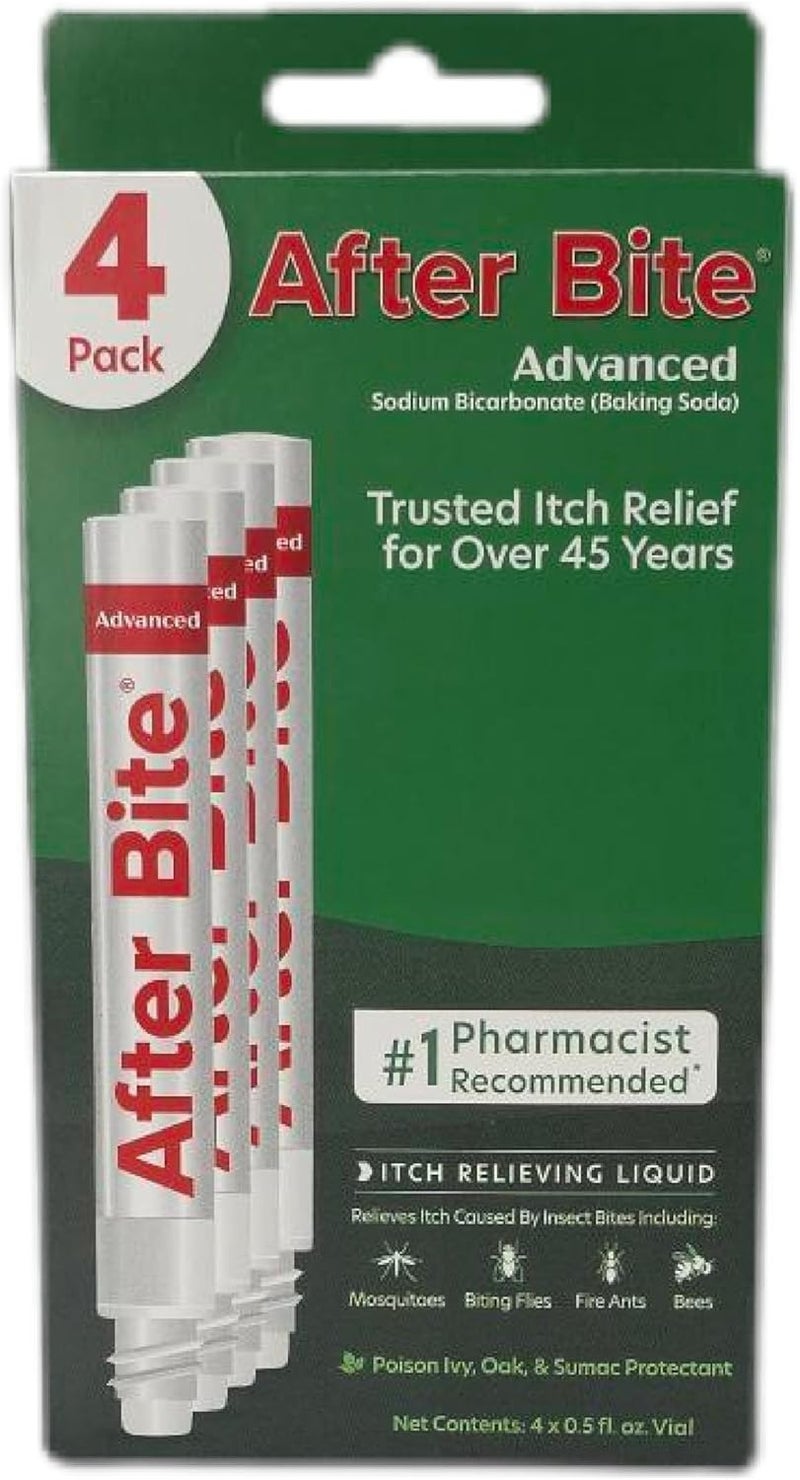 AfterBite صيغة متقدمة - تخفيف الحكة مع بيكربونات الصوديوم - مثالي لعضات البعوض والنمل الناري، النحل والمزيد - قلم تطبيق محمول - 0.5 أونصة (4 عبوات) - Image 1