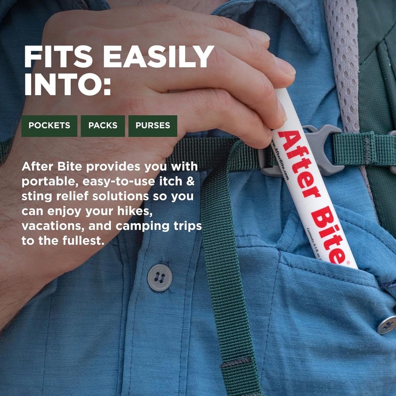 AfterBite صيغة متقدمة - تخفيف الحكة مع بيكربونات الصوديوم - مثالي لعضات البعوض والنمل الناري، النحل والمزيد - قلم تطبيق محمول - 0.5 أونصة (4 عبوات) - Image 4