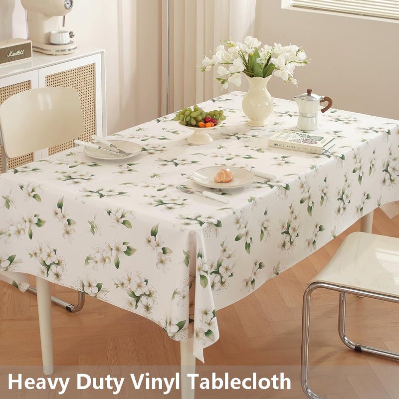 TruDelve Vinyl Tablecloth Plastic Table Cloth Rectangle Table Spring Outdoor Tablecloths Waterproof Picnic Tables Cover (54'' x 72'', Jasmine) - Image 2