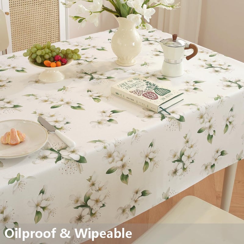 TruDelve Vinyl Tablecloth Plastic Table Cloth Rectangle Table Spring Outdoor Tablecloths Waterproof Picnic Tables Cover (54'' x 72'', Jasmine) - Image 5