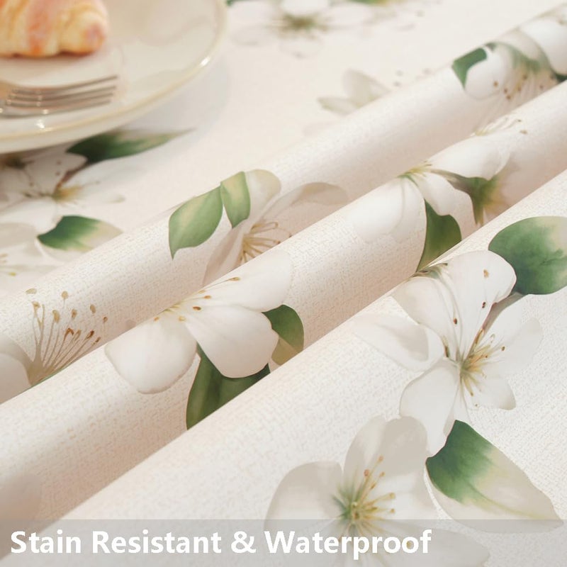TruDelve Vinyl Tablecloth Plastic Table Cloth Rectangle Table Spring Outdoor Tablecloths Waterproof Picnic Tables Cover (54'' x 72'', Jasmine) - Image 4