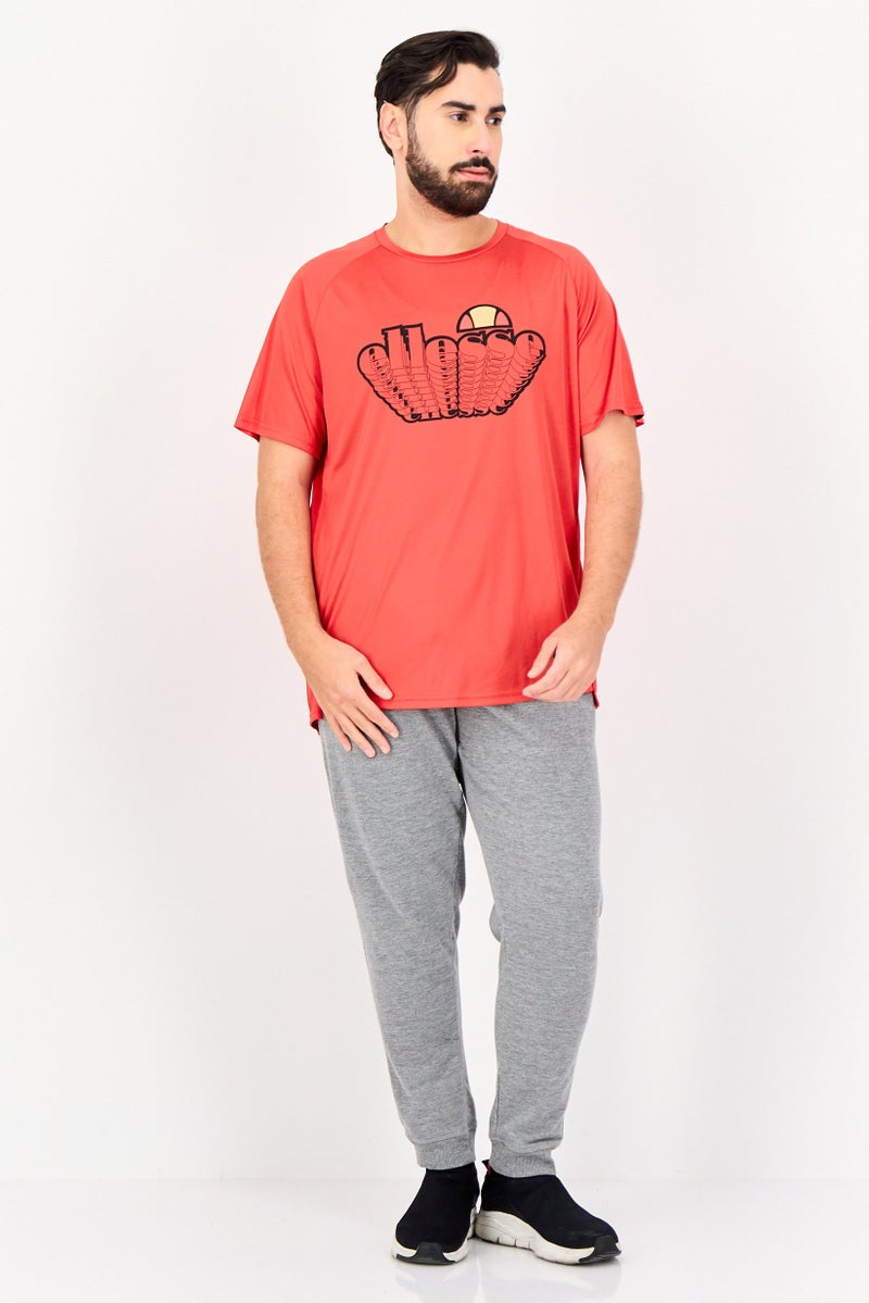 Ellesse تي شيرت تدريب قصير الأكمام للرجال، رياضي، أحمر - Image 2