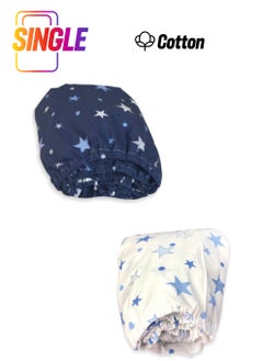 Bebek Özel Baby Special Cotton Baby and Kids Fitted Sheet Navy Blue and Blue Stars 90X140 (2 Pieces) 