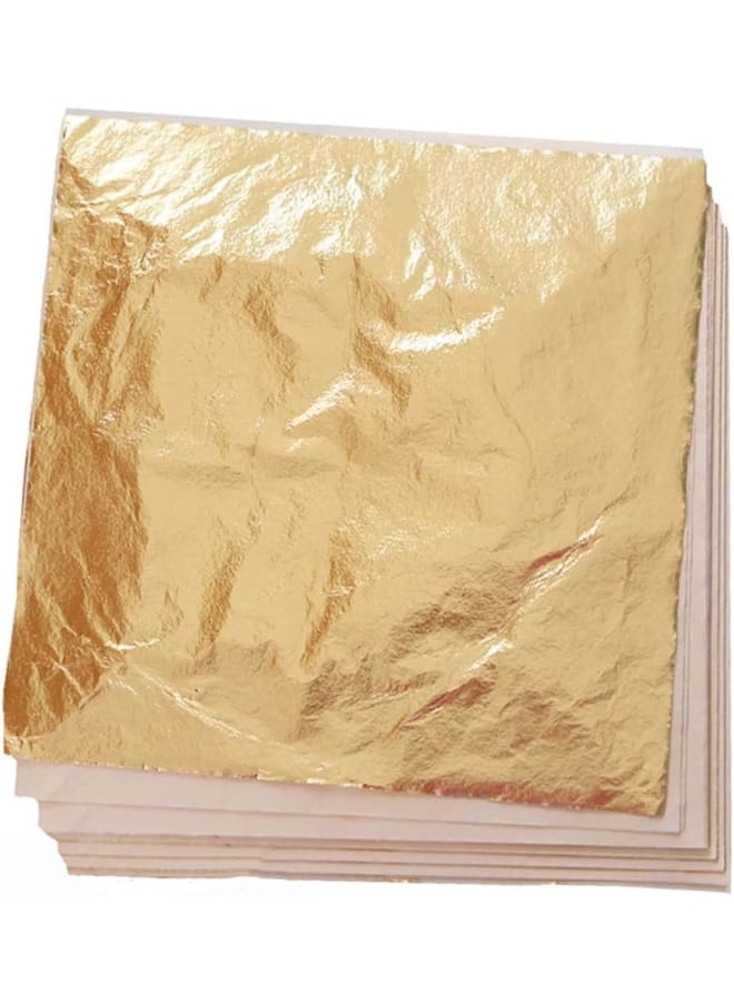 100 ورقة مقلدة من أوراق الذهب للفنون، وتزيين الحرف اليدوية، وصناعة التذهيب، والإطارات، 5.5 × 5.5 بوصة