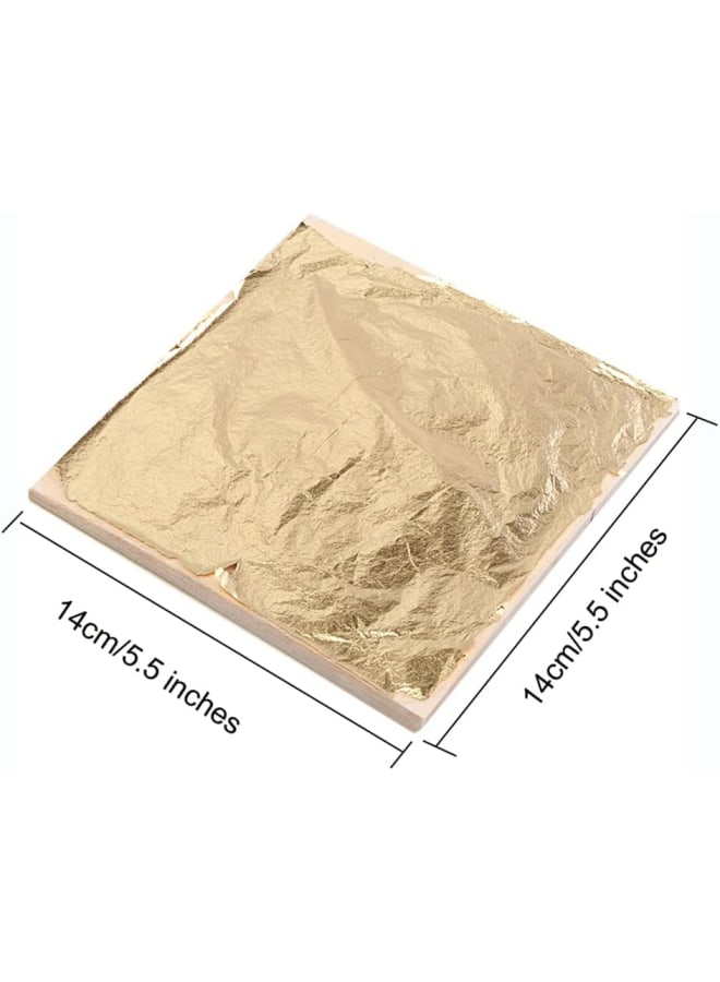 100 ورقة مقلدة من أوراق الذهب للفنون، وتزيين الحرف اليدوية، وصناعة التذهيب، والإطارات، 5.5 × 5.5 بوصة