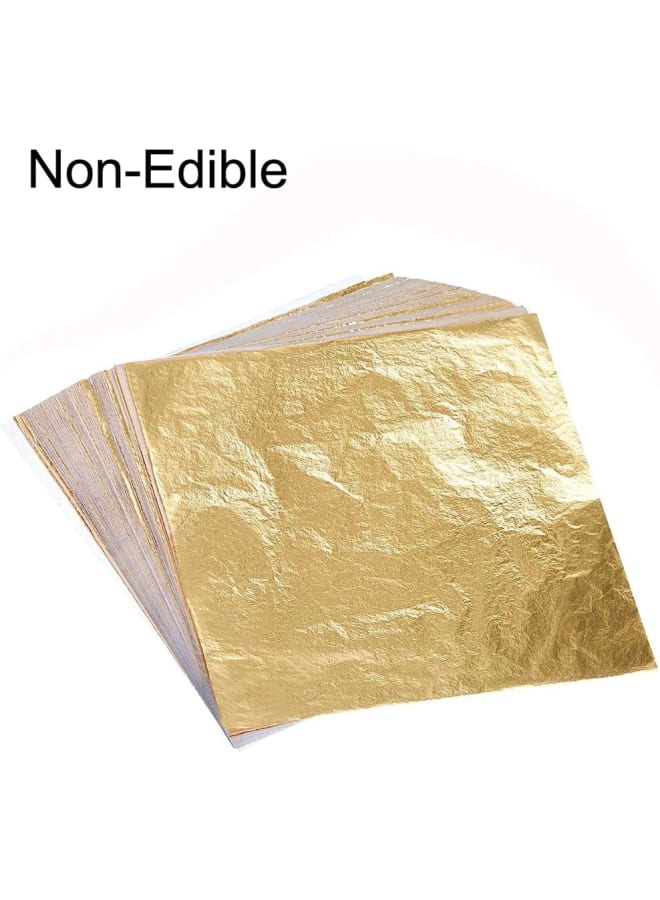 100 ورقة مقلدة من أوراق الذهب للفنون، وتزيين الحرف اليدوية، وصناعة التذهيب، والإطارات، 5.5 × 5.5 بوصة