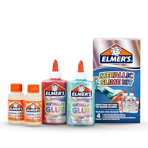 Elmers Metallic Slime Kit Includes Glue and Magical Liquid Activator 4 Piece Kit Perfect for Parties Gift Kids Activity Time - Image 1