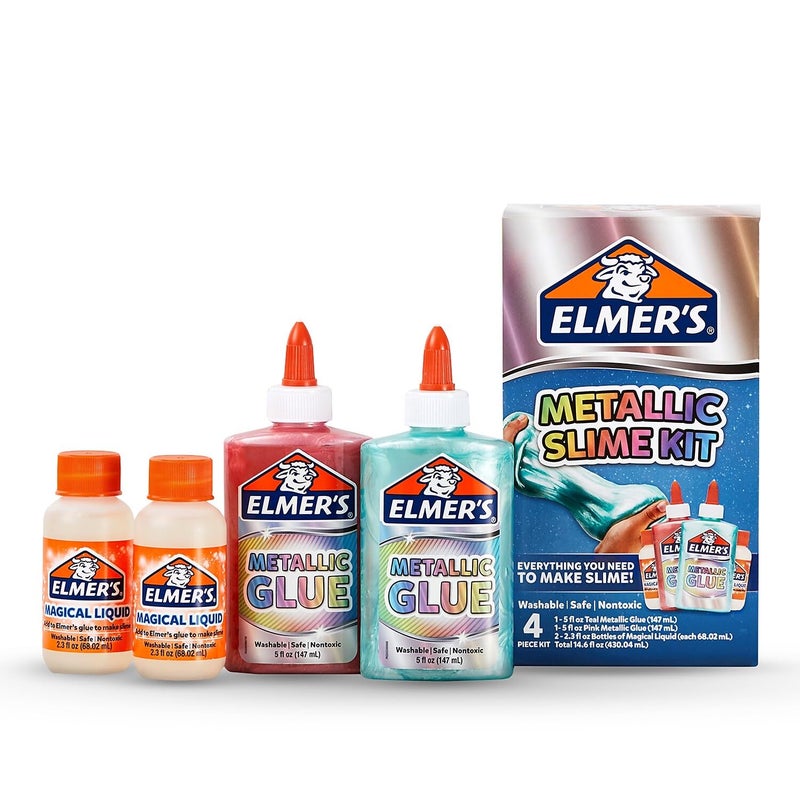 Elmers Metallic Slime Kit Includes Glue and Magical Liquid Activator 4 Piece Kit Perfect for Parties Gift Kids Activity Time - Image 2