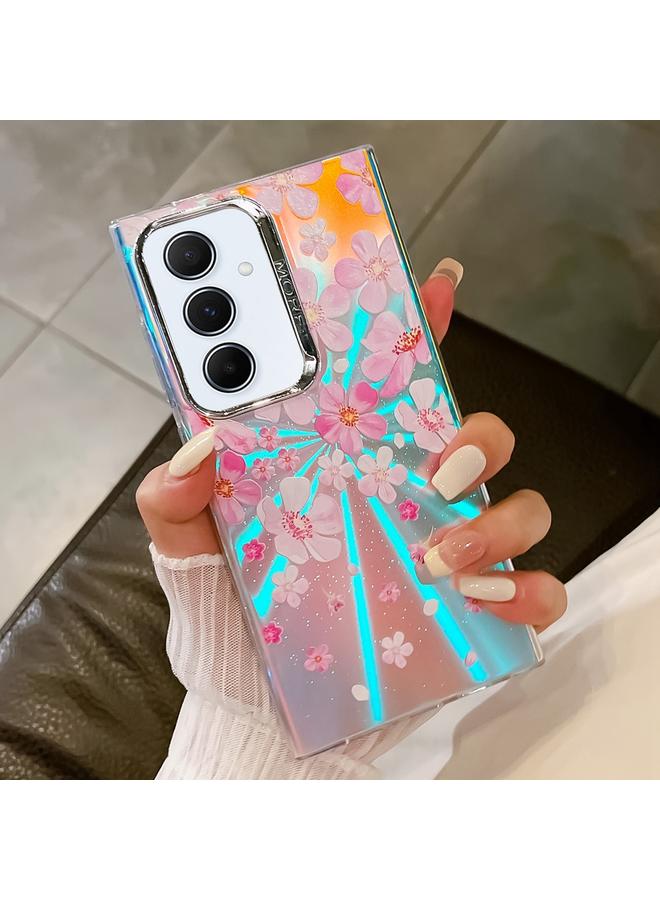 إيروريكس جراب لهاتف Samsung Galaxy A55 5G، جراب هاتف TPU بتصميم زهور ليزر مطلية بالكهرباء - Image 1