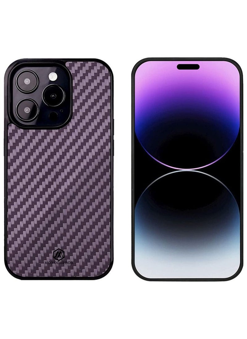 MONOCARBON - Real Carbon Fiber iPhone 14 PRO Case Cover MagSafe Compatible Military Grade Scratch Resistant - Matte Purple - Image 1