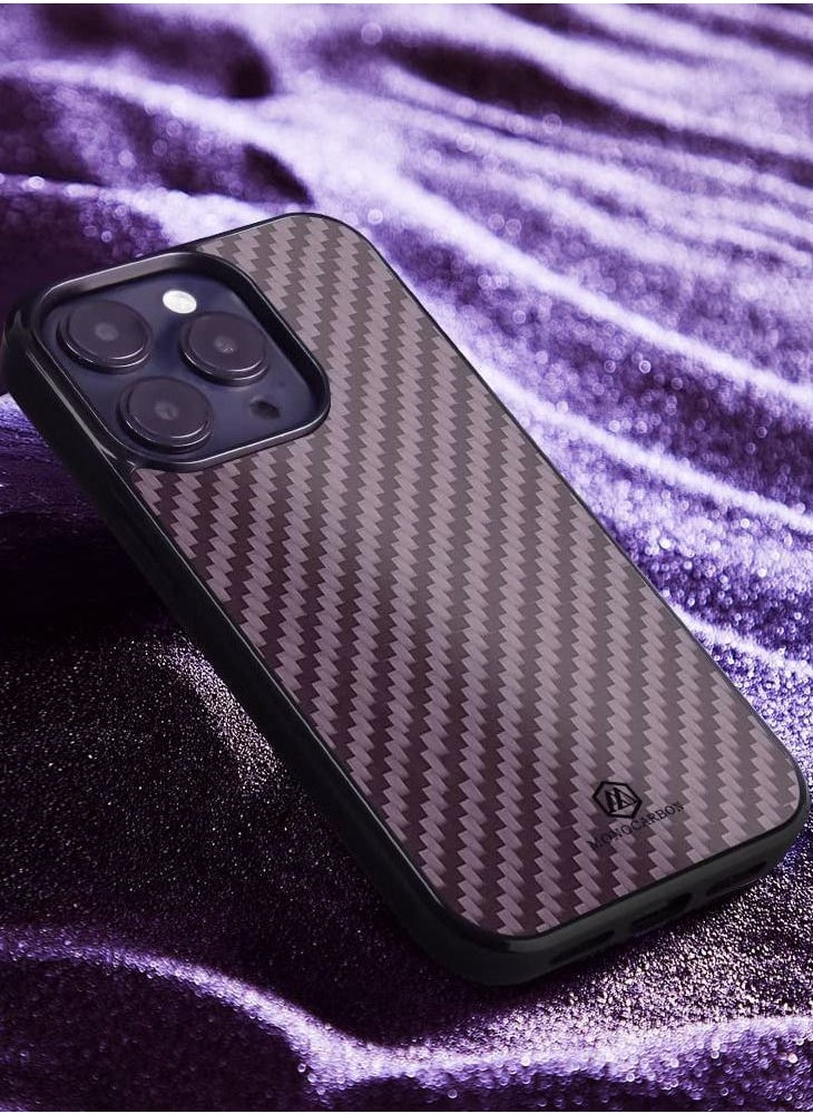 MONOCARBON - Real Carbon Fiber iPhone 14 PRO Case Cover MagSafe Compatible Military Grade Scratch Resistant - Matte Purple - Image 1