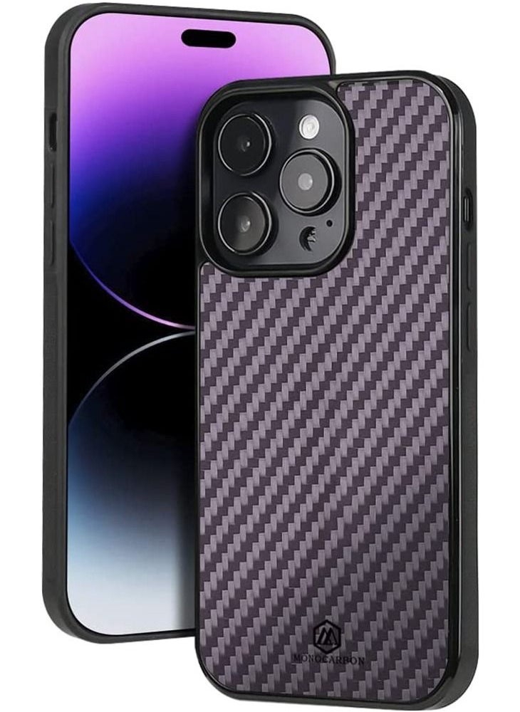 MONOCARBON - Real Carbon Fiber iPhone 14 PRO Case Cover MagSafe Compatible Military Grade Scratch Resistant - Matte Purple - Image 1
