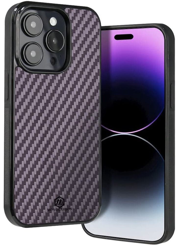 MONOCARBON - Real Carbon Fiber iPhone 14 PRO Case Cover MagSafe Compatible Military Grade Scratch Resistant - Matte Purple - Image 1