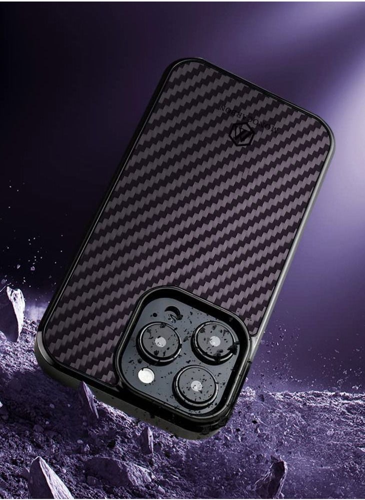 MONOCARBON - Real Carbon Fiber iPhone 14 PRO Case Cover MagSafe Compatible Military Grade Scratch Resistant - Matte Purple - Image 1