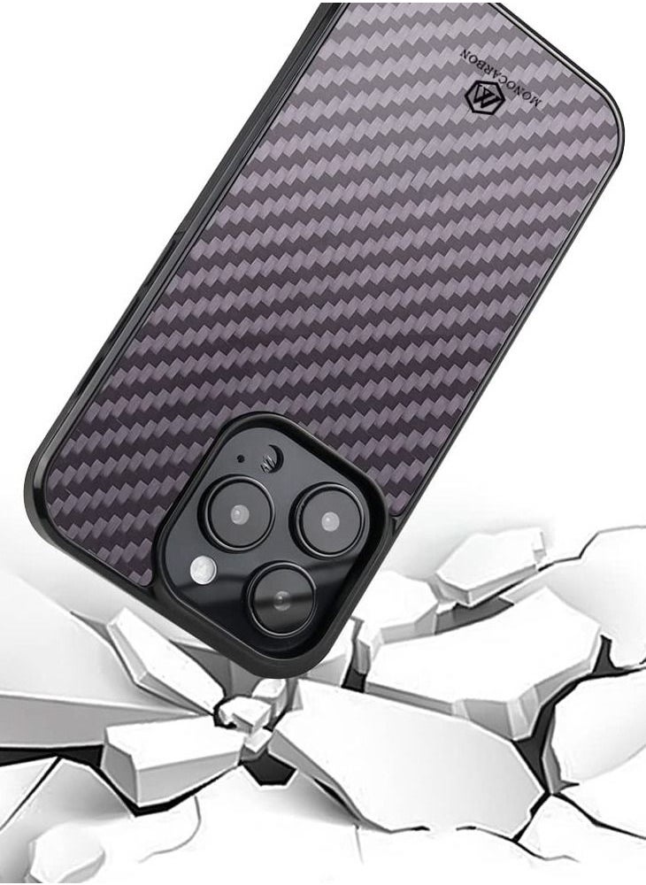 MONOCARBON - Real Carbon Fiber iPhone 14 PRO Case Cover MagSafe Compatible Military Grade Scratch Resistant - Matte Purple - Image 1