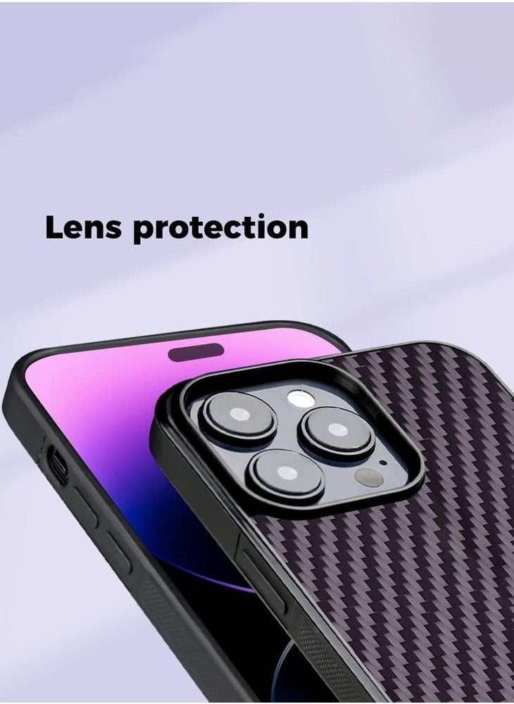 MONOCARBON - Real Carbon Fiber iPhone 14 PRO Case Cover MagSafe Compatible Military Grade Scratch Resistant - Matte Purple - Image 1