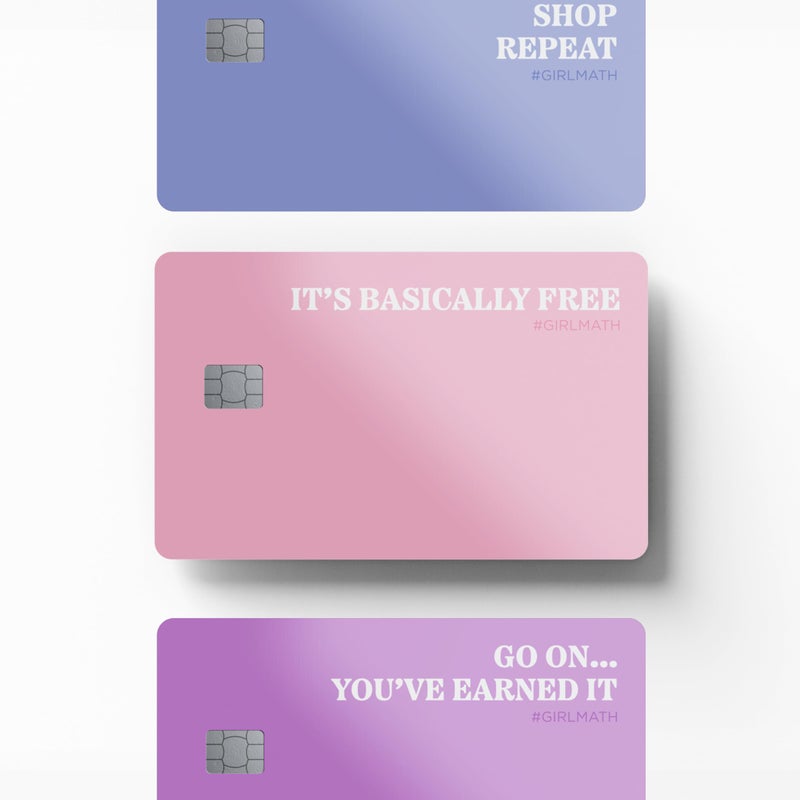 3 in 1 Girl Math Meme Credit Card Skin  MauvePinkPurple  Stickers for Credit and Debit Cards