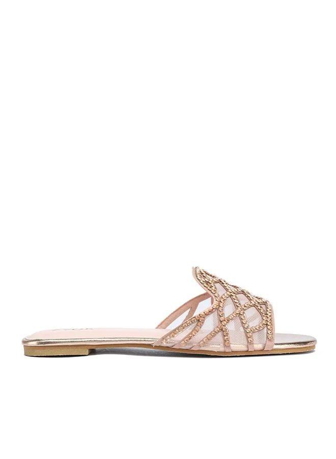 فايور Stylish Crystal-Lattice Metallic Flat Slide MY 395