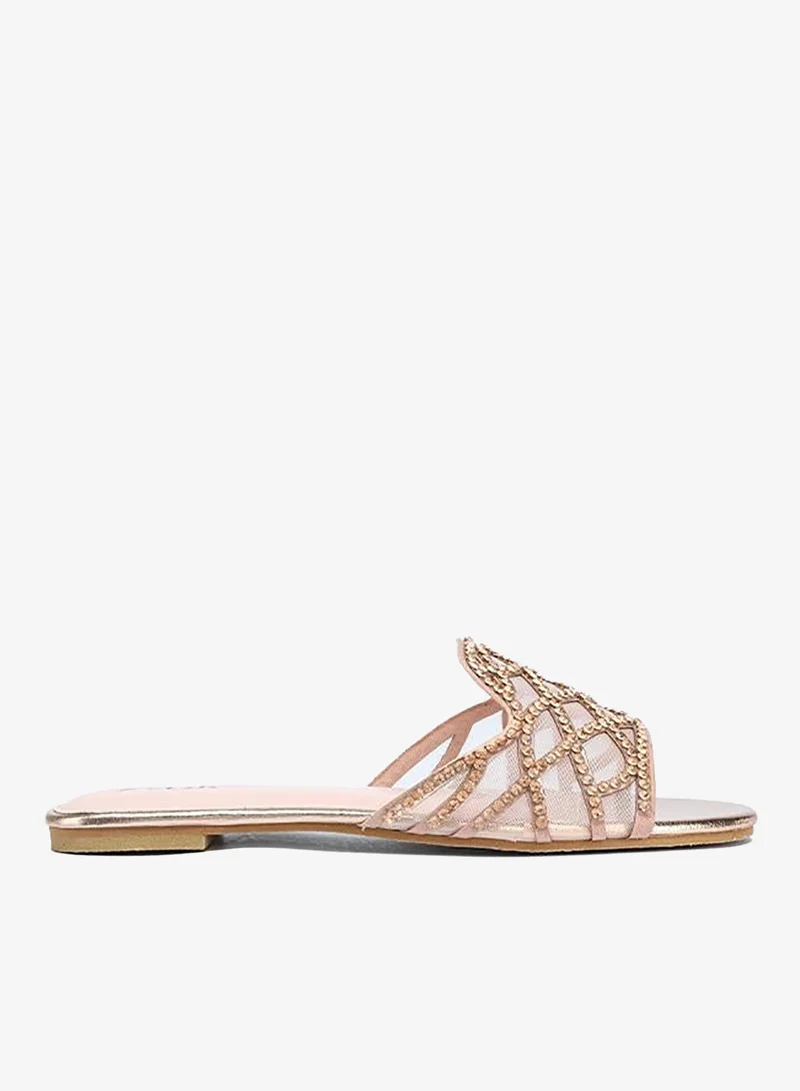 فايور Stylish Crystal-Lattice Metallic Flat Slide MY 395