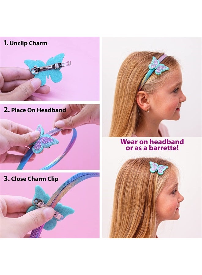 Interchangeable Charm Headbands for Girls, Butterfly Bow Unicorn Kids Headband, Sparkle Rhinestone Little Girl Hair Bands, Sparkly Toddlers Hair Accessories, Sparkle Toddler for Children