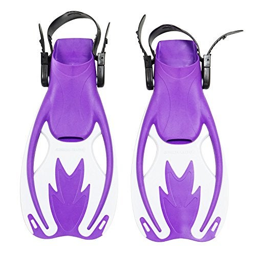 Snorkel Master Kids Swimming Snorkeling Fins, Purple/White, Small/Medium - Image 2
