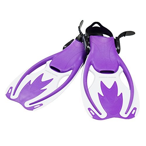 Snorkel Master Kids Swimming Snorkeling Fins, Purple/White, Small/Medium - Image 3