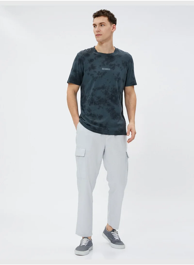 KOTON Linen Blend Cargo Trousers Pockets Drawstring