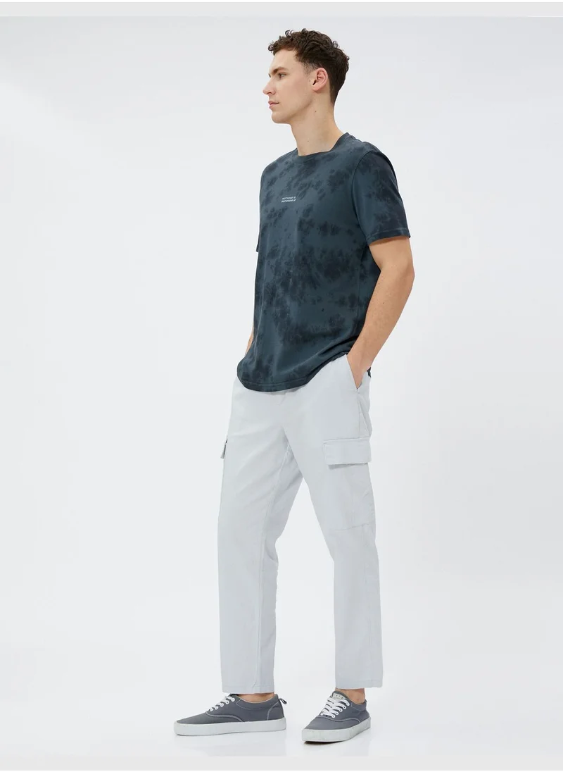 KOTON Linen Blend Cargo Trousers Pockets Drawstring