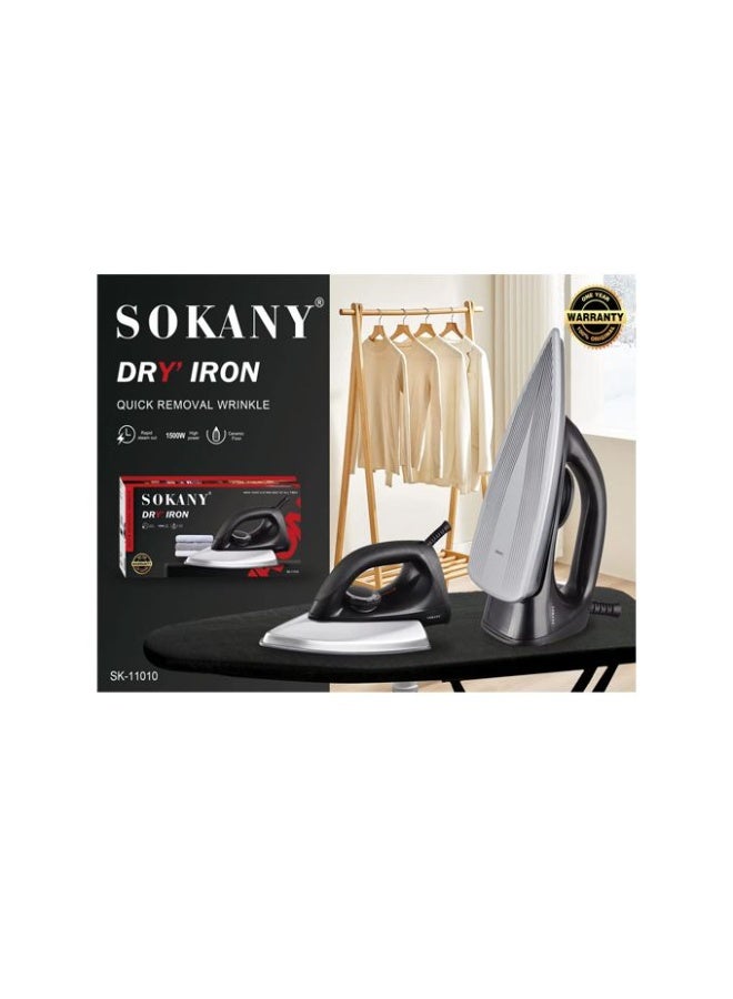Sokany 1500W Dry Iron with Anti-Sticking Ceramic Sole: Safe for clothes, fast steam release, and helps effectively remove wrinkles. SK-11010 - Image 2