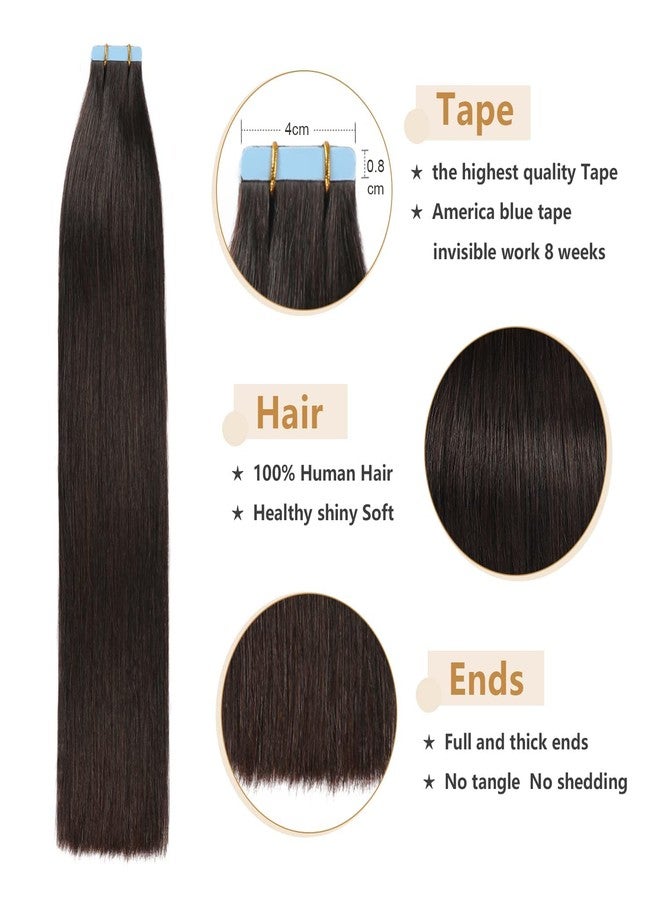 YILITE Invisible Tape-In Real Hair Extensions, Natural Black, 55 cm, 20 Pieces, 50 g, Straight, Remy Real Human Hair, Tape-In Silky Hair Extensions (55 cm #1B Natural Black) - Image 4
