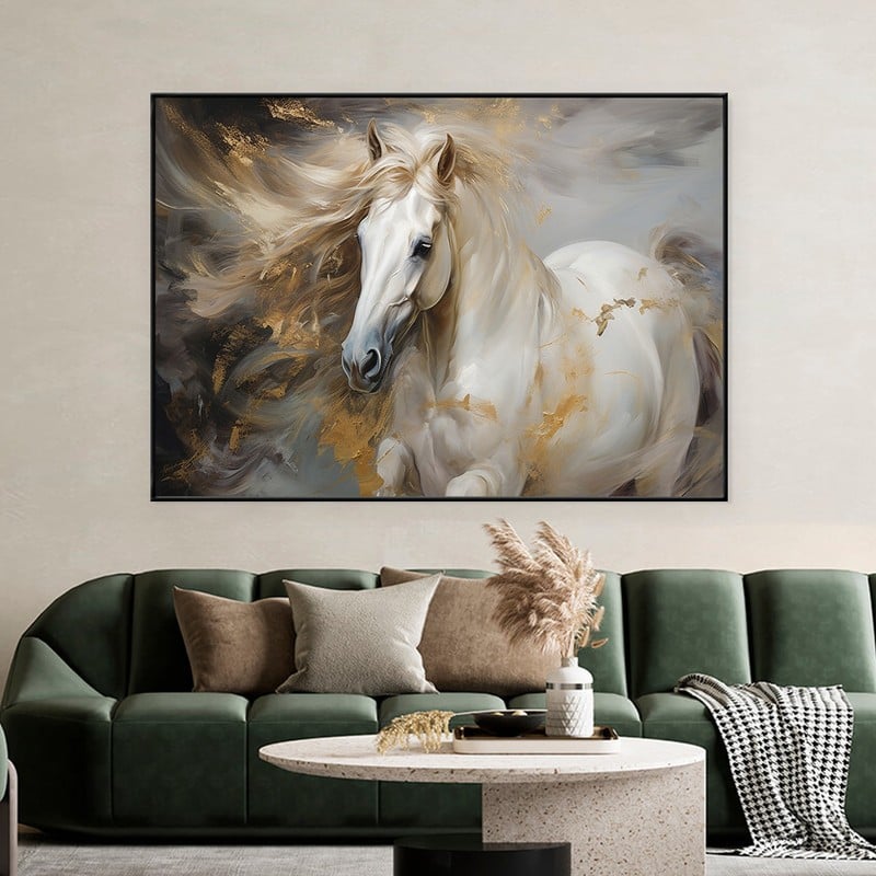 ماركتنا لوحة قماشية بتصميم حصان مع برواز مجوف مقاس (60×40) قطعة واحدة - Image 2