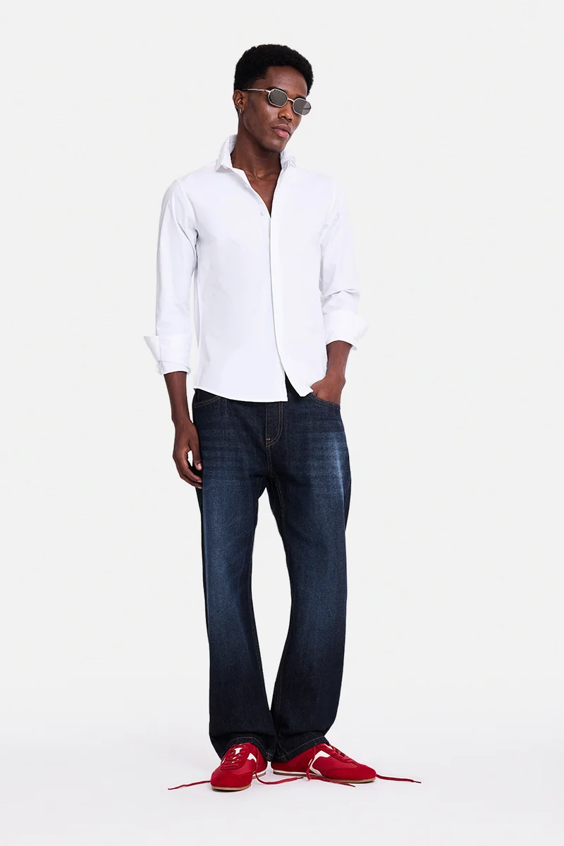سنيتش Indigo Solid Straight Fit Jeans