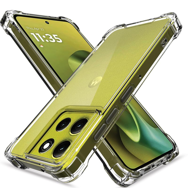 Pikkme غطاء خلفي لهاتف موتورولا موتو G86 باور 5G من PC + TPU شفاف مع حواف مرتفعة مضاد للصدمات - Image 1