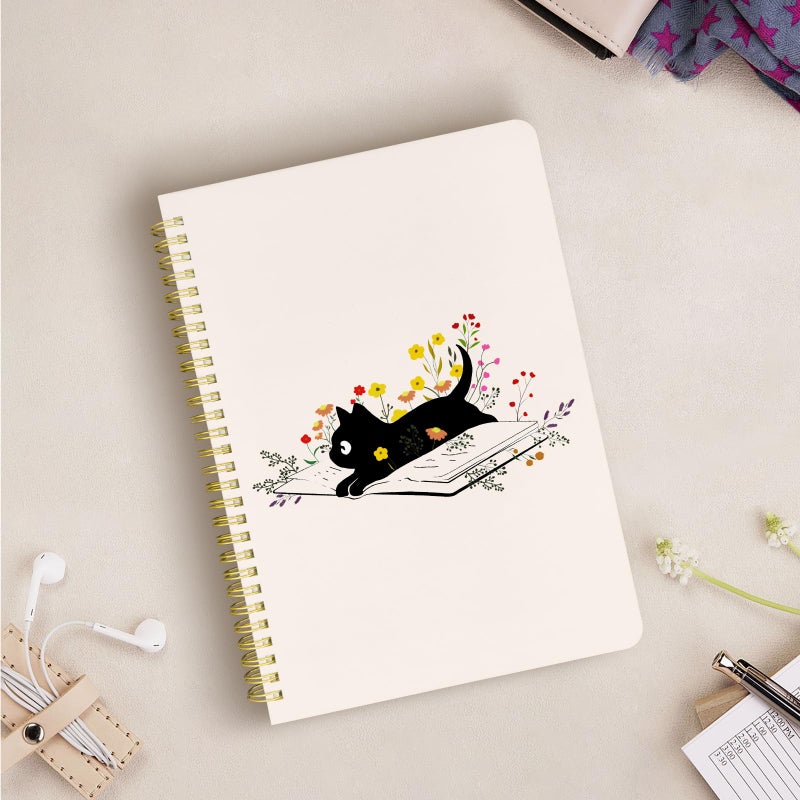 Stanoha Cute Spiral Notebook journal B5 Aesthetic Pretty Design for Women Girls Kawaii with Pocket, 10 x 7.2 inch, Lined, Cat Book - Image 5