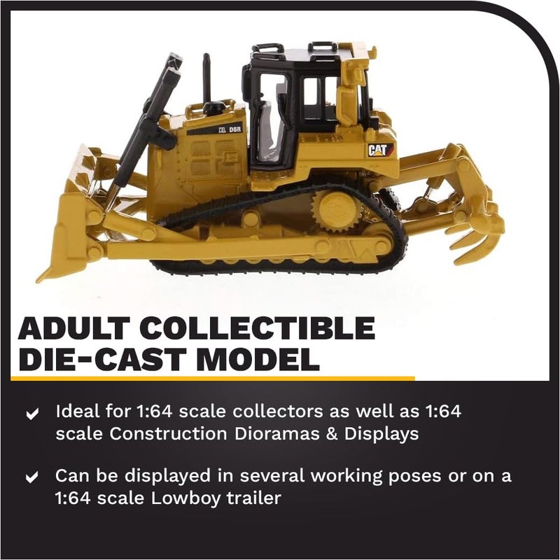 Diecast Masters 1:64 Caterpillar D6R XL Bulldozer, Play & Collect Series Cat Trucks & Construction Equipment | 1:64 Scale Model Diecast Collectible Model 85691 - Image 3