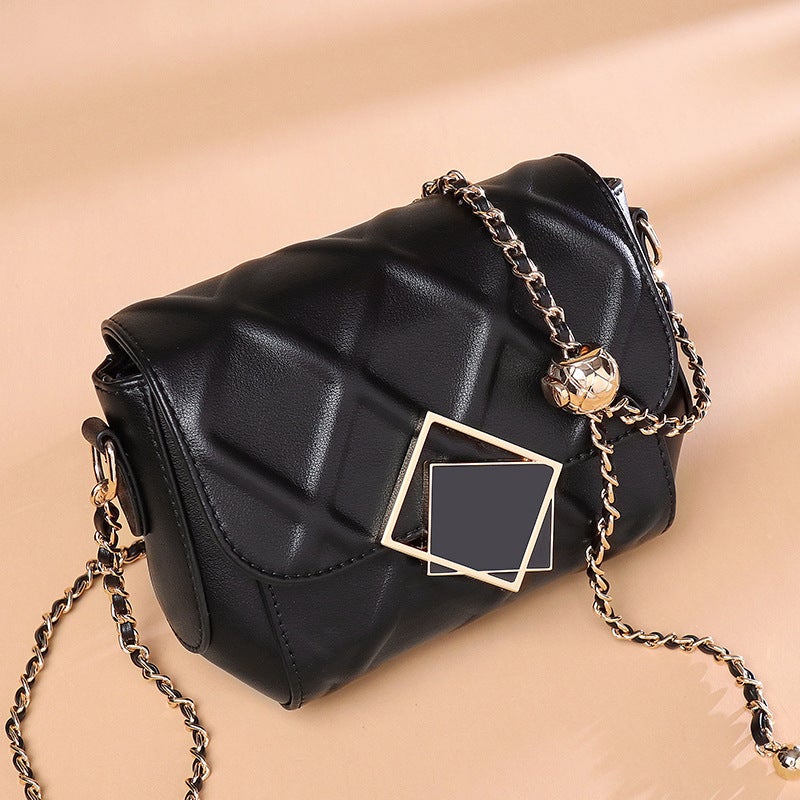 New Small Bag 2024 Fashion Genuine Leather Women'S Bag Single Shoulder Cowhide Crossbody Bag Small Gold Ball Quilted Chain Bag Manufacturer - Image 1