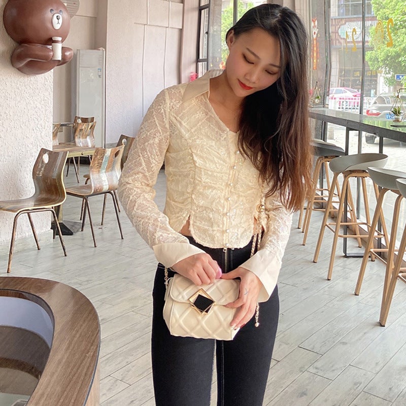 New Small Bag 2024 Fashion Genuine Leather Women'S Bag Single Shoulder Cowhide Crossbody Bag Small Gold Ball Quilted Chain Bag Manufacturer - Image 4