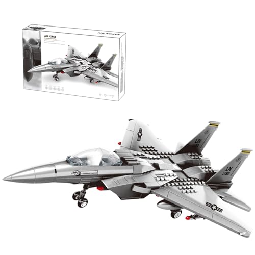 ENHANA Fighter Jet Building Block Set 227 Pcs F15 Eagle Fighter Jet Building Toys Set Building Block Plane Toy for Kids Older Than 6 and Adults Compatible with All Building Bricks - Image 1
