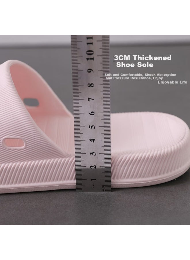 Guoluofei Bathroom Slippers Men Indoor Outdoor Low Bass Soft Bottom Stepping Feeling Home Cool Slippers Women Home Bath Shoes White 35-37 - Image 2