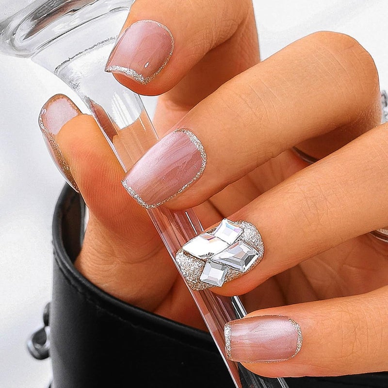 Sethexy Cay Eye Pink Handmade Press On Nails Short Coffin Glossy Fake Nails with Design Acrylic Salon False Nails for Women and Girls 10PCS (Pink5) - Image 2