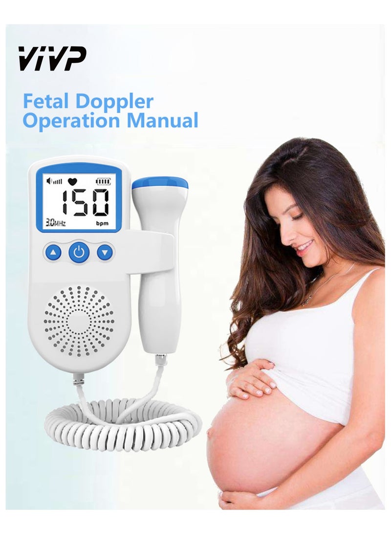 VIVP Portable Ultrasound Doppler Fetal Heart Rate Monitor with LCD Screen - Image 1