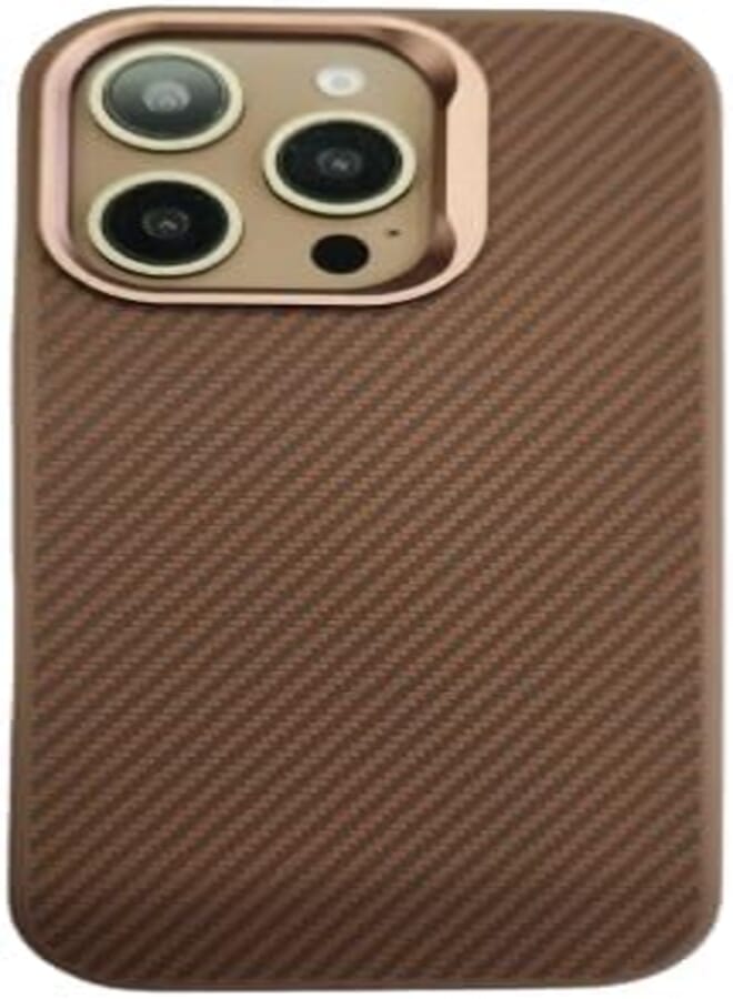 Next Carbon Fiber Case Compatible with iPhone 16, All-Around Protection, Support Magnetic Charging, Slim and Durable, Superior Protection with Anti-Scratch Coating and Camera Protection (Brown)