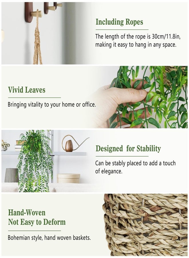 HOTOOLME Fake Hanging Plants, 3 Pack Artificial Hanging Plants in Basket, Fake Potted Plant Indoor for Wall Living Room Office Kitchen Bedroom Bathroom Home Decor - Image 4