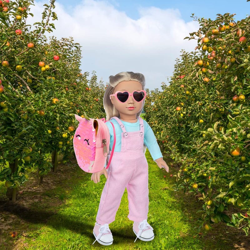 Ebuddy Doll Clothes & Accessories - 8 Sets Outfit with Shoes, Backpack, Glasses, Camera, Pad for 18 Inch Girl Dolls - Image 3